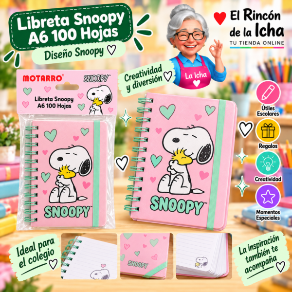 Libreta Snoopy A6 100 Hojas Motarro