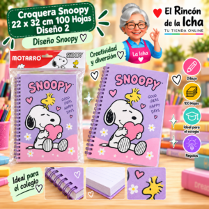 RI-0005452 Croquera Snoopy 22 x 32 cm 100 Hojas Diseño 2 Motarro