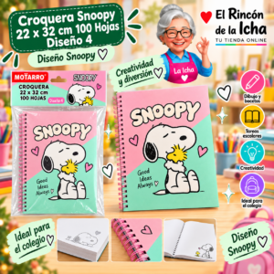 RI-0005454 Croquera Snoopy 22 x 32 cm 100 Hojas Diseño 4 Motarro