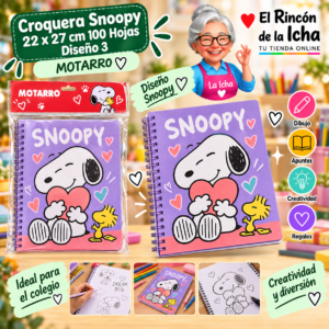 RI-0005457 Croquera Snoopy 22 x 27 cm 100 Hojas Diseño 3 Motarro