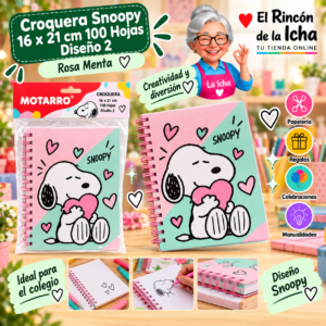 RI-0005460 Croquera Snoopy 16 x 21 cm 100 Hojas Diseño 2 Motarro