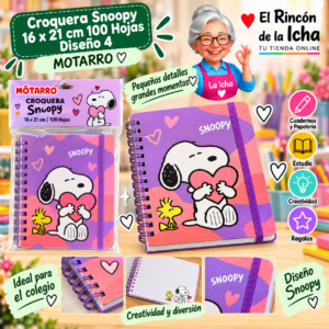 RI-0005462 Croquera Snoopy 16 x 21 cm 100 Hojas Diseño 4 Motarro