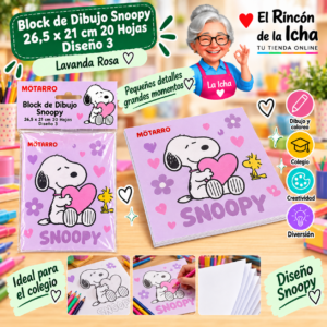 RI-0005465 Block de Dibujo Snoopy 26,5 x 21 cm 20 Hojas Diseño 3 Motarro