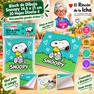RI-0005466 Block de Dibujo Snoopy 26,5 x 21 cm 20 Hojas Diseño 4 Motarro