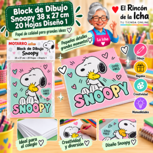 RI-0005467 Block de Dibujo Snoopy 38 x 27 cm 20 Hojas Diseño 1 Motarro