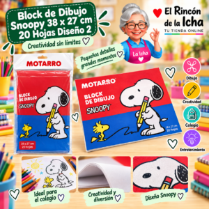 RI-0005468 Block de Dibujo Snoopy 38 x 27 cm 20 Hojas Diseño 2 Motarro