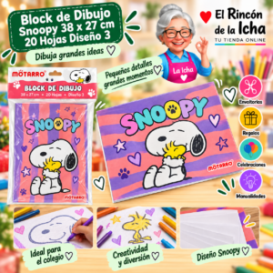 RI-0005469 Block de Dibujo Snoopy 38 x 27 cm 20 Hojas Diseño 3 Motarro