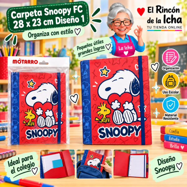 Carpeta Snoopy FC 28 x 23 cm Diseño 1 Motarro