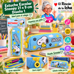 RI-0005473 Estuche Escolar Snoopy 21 x 9 cm Diseño 1 Motarro
