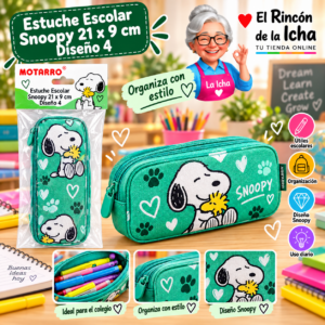 RI-0005476 Estuche Escolar Snoopy 21 x 9 cm Diseño 4 Motarro
