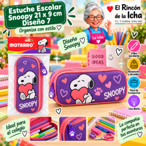 RI-0005479 Estuche Escolar Snoopy 21 x 9 cm Diseño 7 Motarro