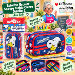 RI-0005481 Estuche Escolar Snoopy Doble Cierre Diseño 2 Motarro