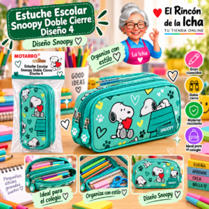 RI-0005483 Estuche Escolar Snoopy Doble Cierre Diseño 4 Motarro