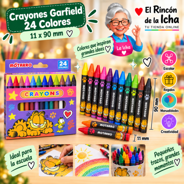 Crayones Garfield 24 Colores 11 x 90 mm Motarro