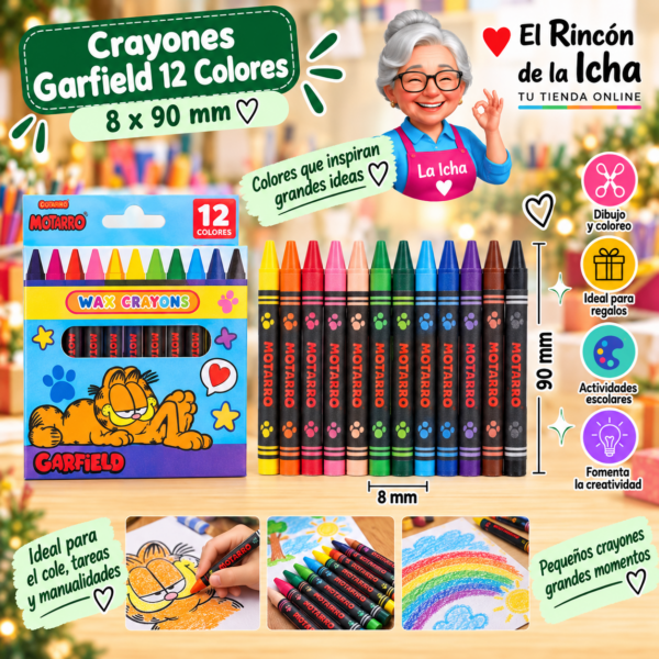 Crayones Garfield 12 Colores 8 x 90 mm Motarro