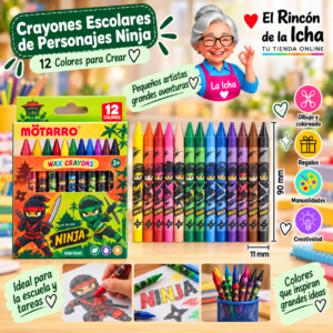 RI-0005488 Crayones Tortugas Ninja 12 Colores 11 x 90 mm Motarro