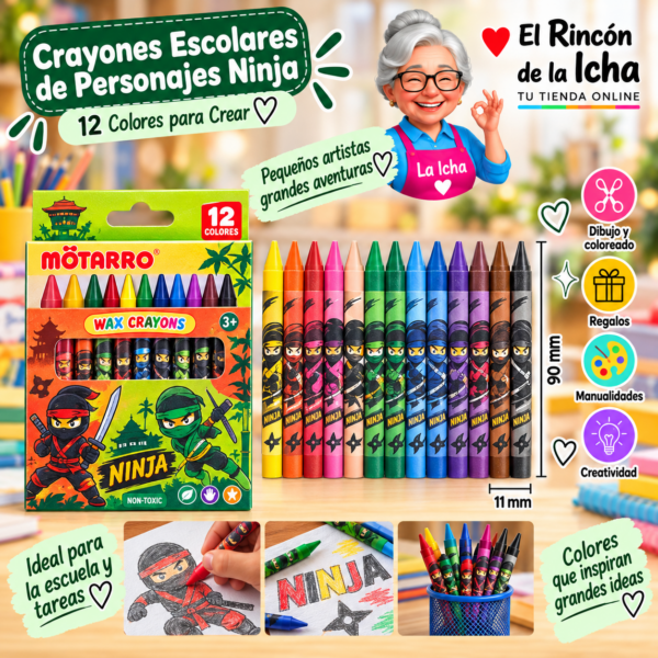 Crayones Tortugas Ninja 12 Colores 11 x 90 mm Motarro