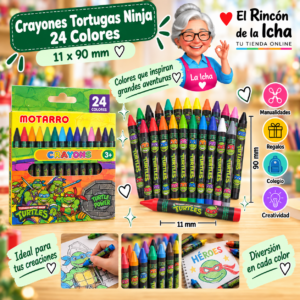 RI-0005489 Crayones Tortugas Ninja 24 Colores 11 x 90 mm Motarro