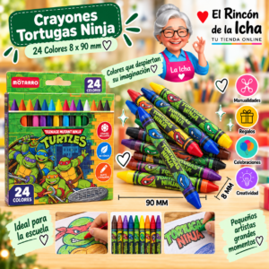 RI-0005491 Crayones Tortugas Ninja 24 Colores 8 x 90 mm Motarro