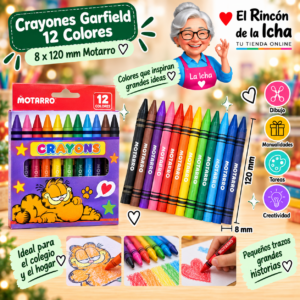RI-0005492 Crayones Garfield 12 Colores 8 x 120 mm Motarro