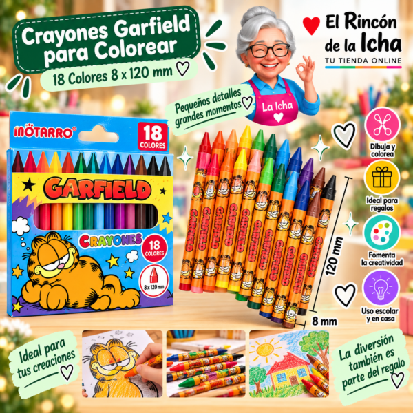 Crayones Garfield 18 Colores 8 x 120 mm Motarro