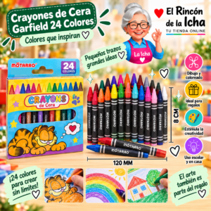RI-0005494 Crayones Garfield 24 Colores 8 x 120 mm Motarro