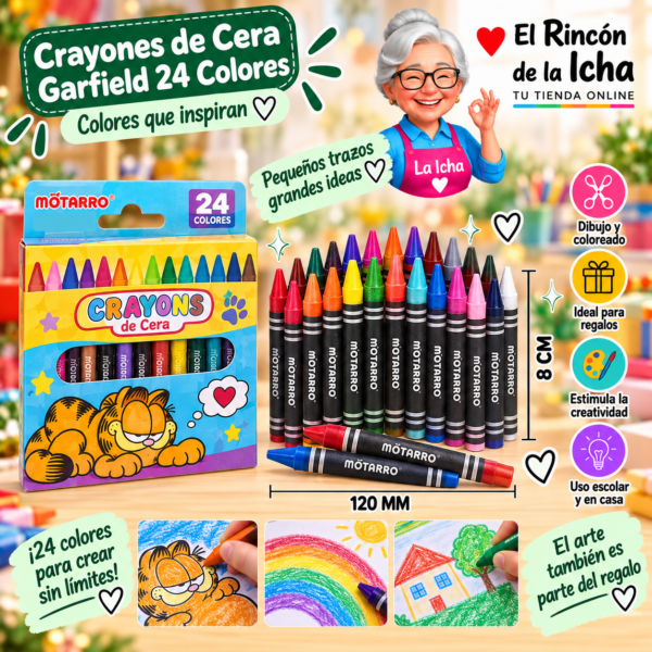 Crayones Garfield 24 Colores 8 x 120 mm Motarro