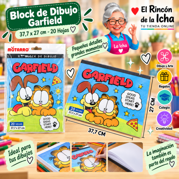 Block de Dibujo Garfield 37,7 x 27 cm 20 Hojas Diseño 1 Motarro