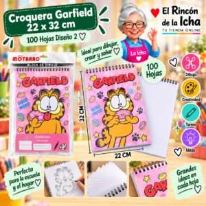 RI-0005499 Croquera Garfield 22 x 32 cm 100 Hojas Diseño 2 Motarro