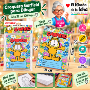 RI-0005500 Croquera Garfield 22 x 32 cm 100 Hojas Diseño 3 Motarro