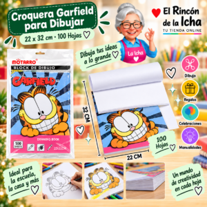 RI-0005501 Croquera Garfield 22 x 32 cm 100 Hojas Diseño 4 Motarro