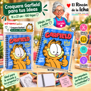 RI-0005507 Croquera Garfield 16 x 21 cm 100 Hojas Diseño 2 Motarro