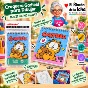 RI-0005508 Croquera Garfield 16 x 21 cm 100 Hojas Diseño 3 Motarro