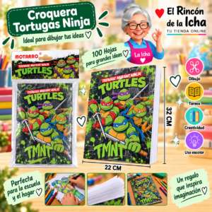 RI-0005510 Croquera Tortugas Ninja 22 x 32 cm 100 Hojas Diseño 1 Motarro