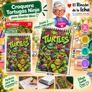 RI-0005511 Croquera Tortugas Ninja 22 x 32 cm 100 Hojas Diseño 2 Motarro