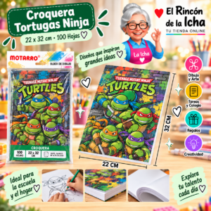 RI-0005512 Croquera Tortugas Ninja 22 x 32 cm 100 Hojas Diseño 3 Motarro
