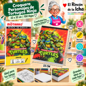 RI-0005513 Croquera Tortugas Ninja 22 x 32 cm 100 Hojas Diseño 4 Motarro