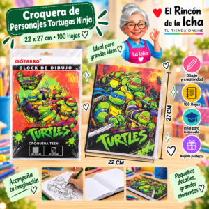 RI-0005516 Croquera Tortugas Ninja 22 x 27 cm 100 Hojas Diseño 3 Motarro