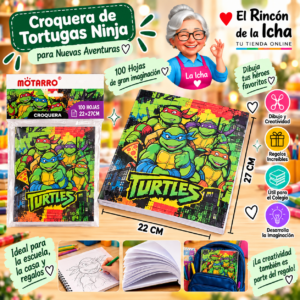 RI-0005517 Croquera Tortugas Ninja 22 x 27 cm 100 Hojas Diseño 4 Motarro