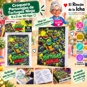 RI-0005518 Croquera Tortugas Ninja 16 x 21 cm 100 Hojas Diseño 1 Motarro