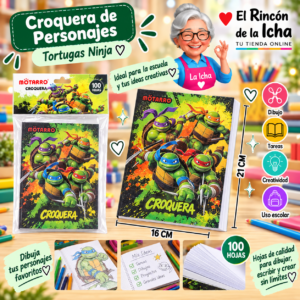 RI-0005521 Croquera Tortugas Ninja 16 x 21 cm 100 Hojas Diseño 4 Motarro