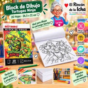 RI-0005524 Block de Dibujo Tortugas Ninja 26,5 x 21 cm 20 Hojas Diseño 3 Motarro