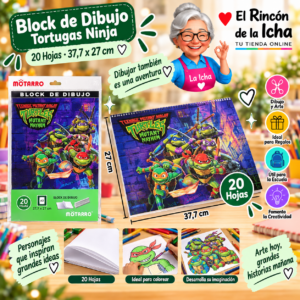 RI-0005529 Block de Dibujo Tortugas Ninja 37,7 x 27 cm 20 Hojas Diseño 4 Motarro