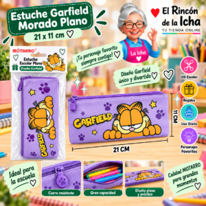 RI-0005535 Estuche Garfield Morado Plano 21 x 11 cm Motarro