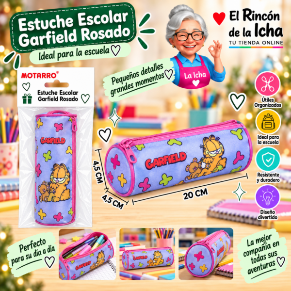 Estuche Garfield Rosado 20 x 4,5 x 4,5 cm Motarro