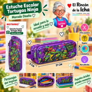 RI-0005542 Estuche Tortugas Ninja Morado Cuadrado 21 x 5 x 5 cm Diseño 1 Motarro