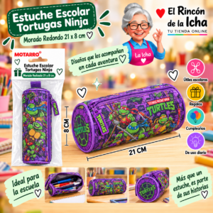 RI-0005544 Estuche Tortugas Ninja Morado Redondo 21 x 8 cm Diseño 1 Motarro