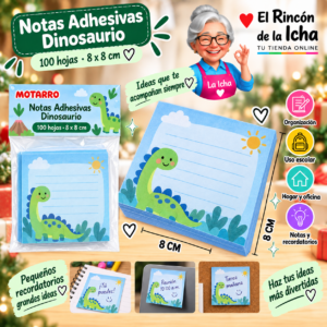 Notas Adhesivas Dinosaurio 100 Hojas 8 x 8 cm Motarro