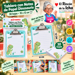 Tablero con Notas de Papel Dinosaurio 30 Hojas 10 x 12 cm Motarro
