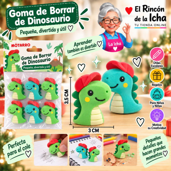 Goma de Borrar con Forma de Dinosaurio 3 x 3,5 cm Motarro